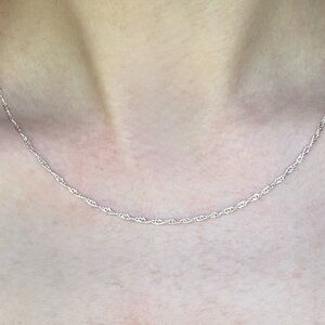 Silver Tone Delicate Twisted Rope Necklace